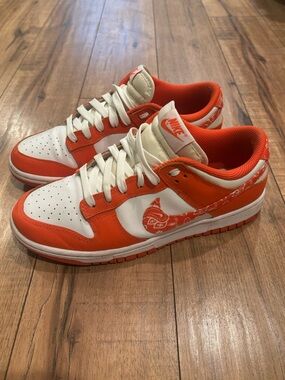 Nike Orange and White Paisley Dunk Low